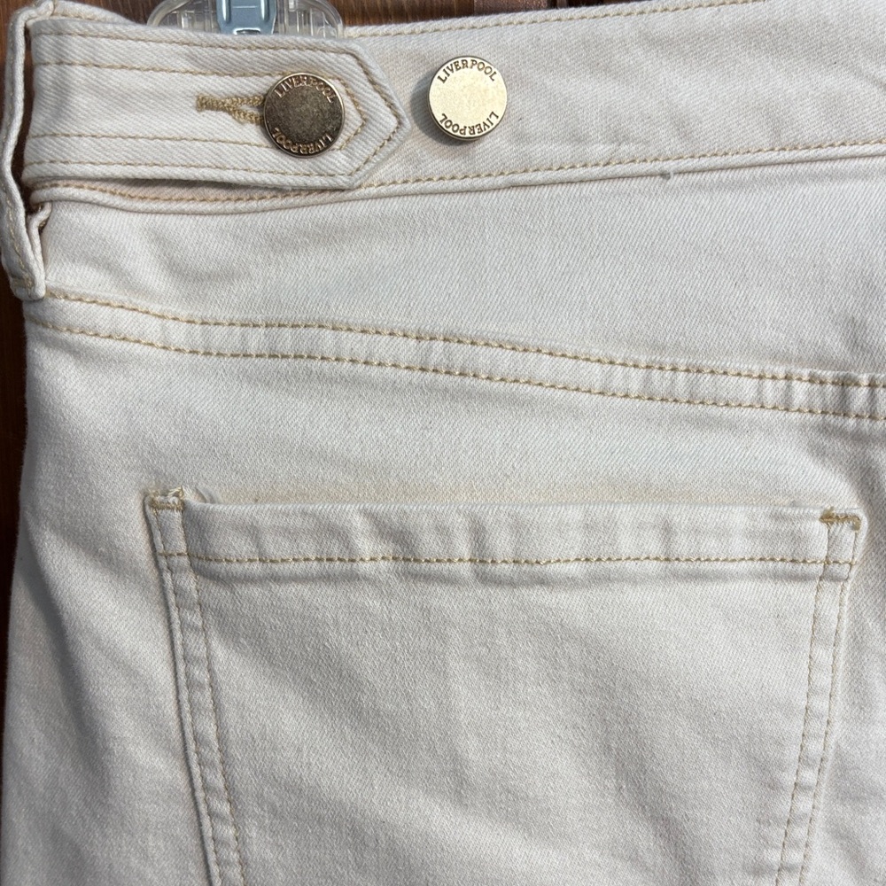 Liverpool Los Angeles Wide Leg Jeans High Rise Button Fly Denim Cream Size 12 - Picture 8 of 10